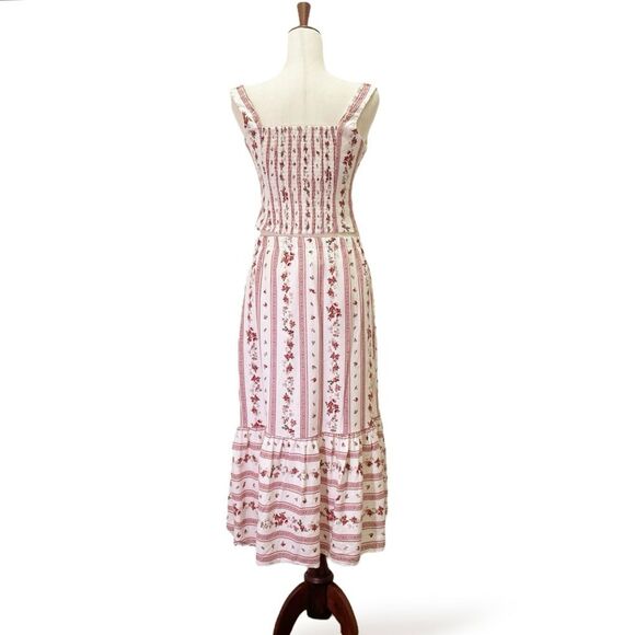 Joie Linen Blend Floral Stripe Two Piece Set Top & Maxi Skirt Size Small Boho - Picture 3 of 16